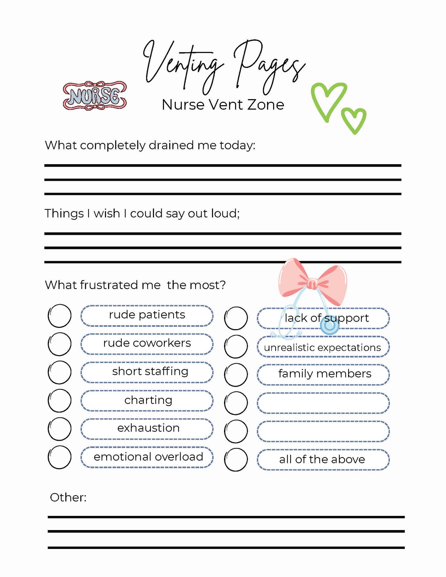 Oh Shift Nurse Reset Kit | Printable Journal for Nurses | 5-Minute Burnout Relief
