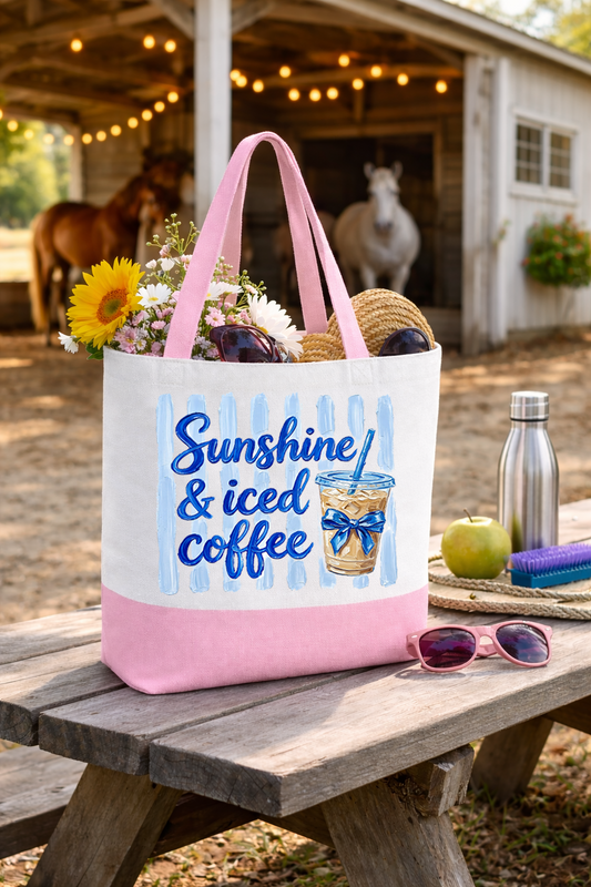 Livestock Show Tote Bag – Sunshine & Iced Coffee| Printed on Both Sides | Lightweight, Straps