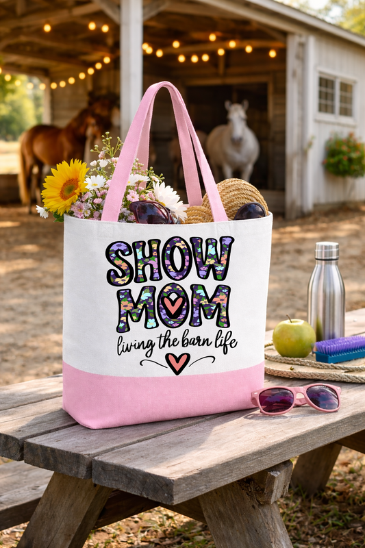 Livestock Show Tote Bag – Show Mom Floral | Printed on Both Sides | 100% Canvas