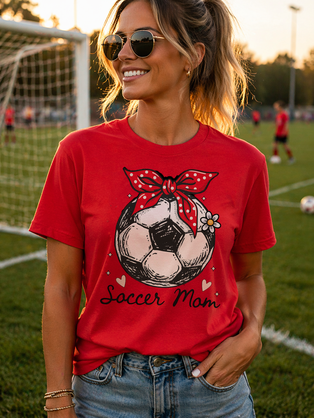 Soccer Mom Graphic Shirt, Cute Bow Soccer Ball T Shirt, Sports Mom Game Day Tee, Soccer Season Mom Shirt