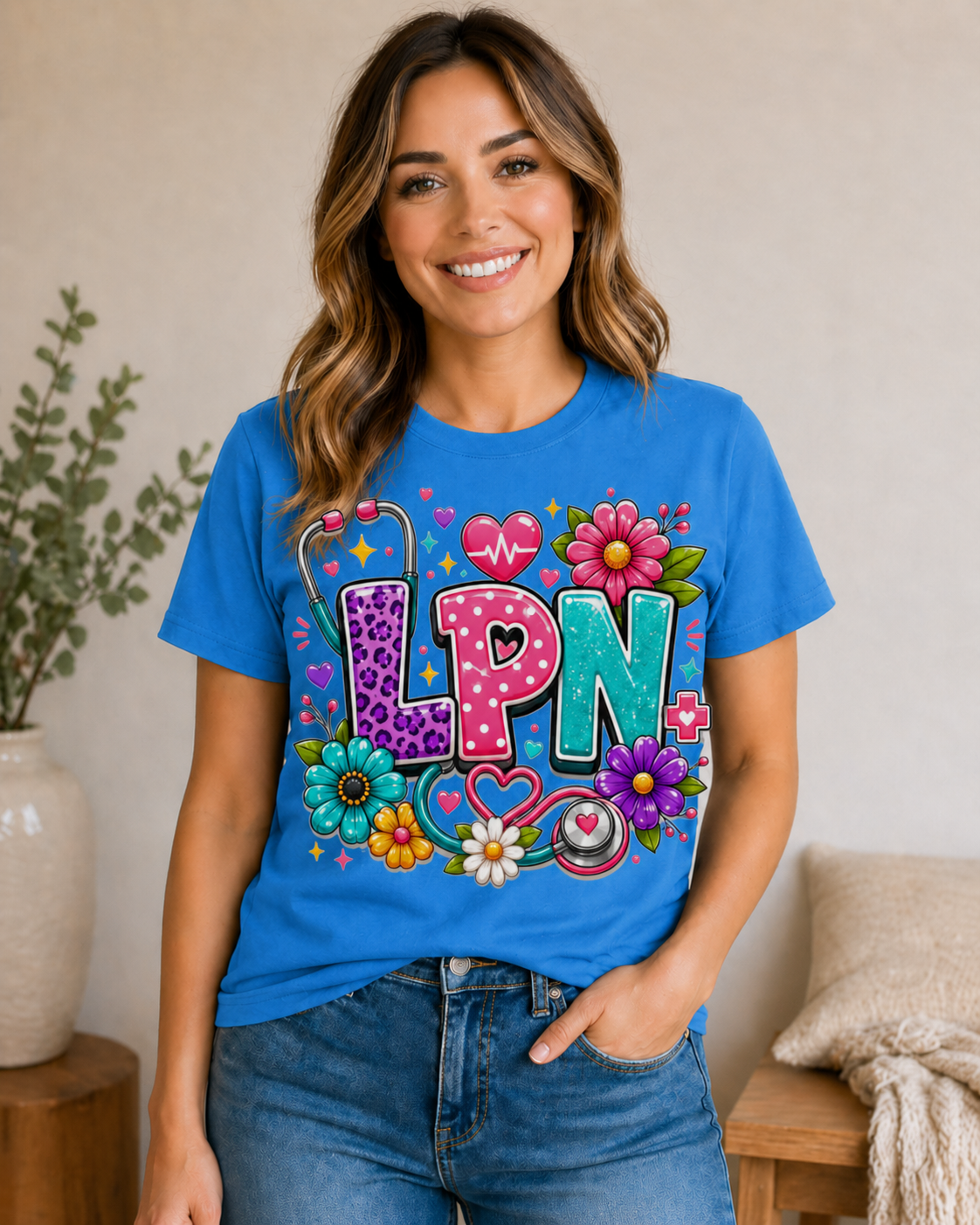 LPN Nurse Shirt, Cute Licensed Practical Nurse Graphic Tee, Colorful Nursing T-Shirt DTF