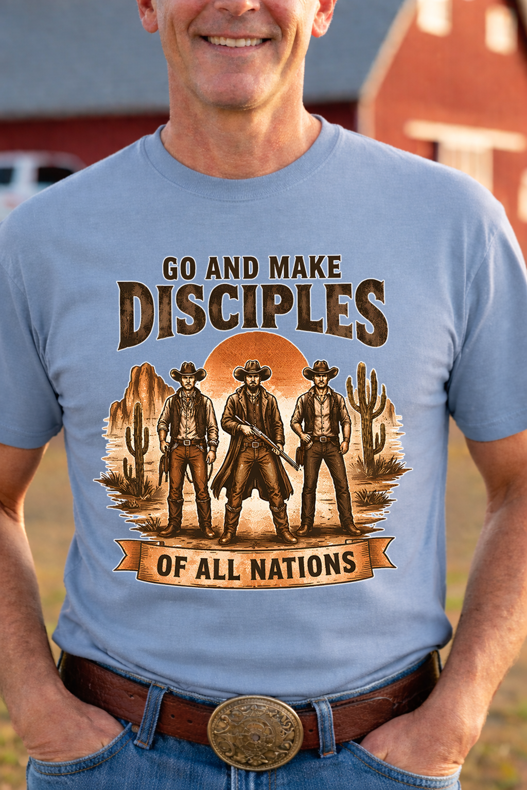 Go and Make Disciples of All Nations DTF Print, Christian Faith Western Cowboy Transfer