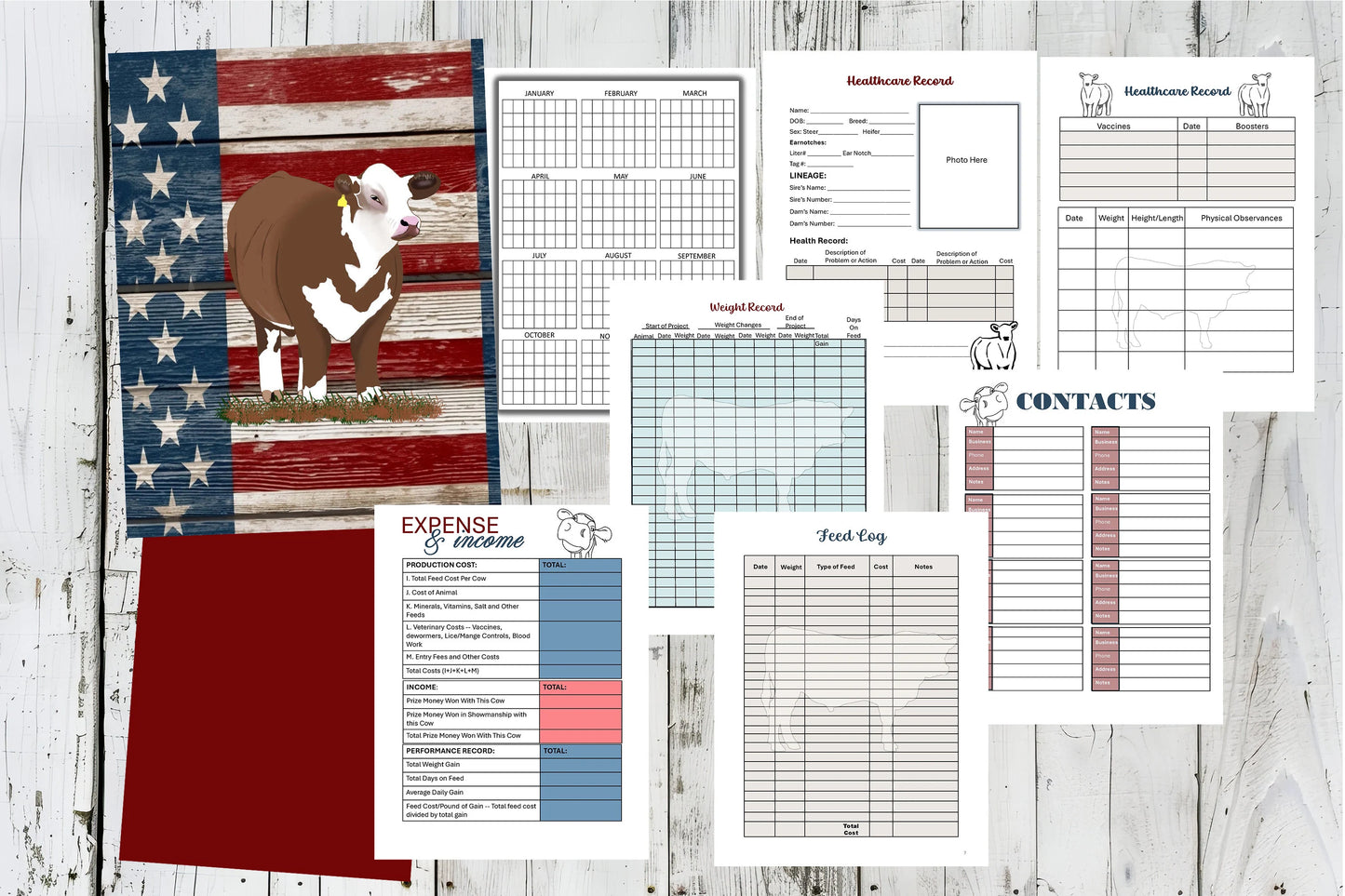 PRINTABLE Planner, Instant Download, Livestock Show Record Planner, Show Steer, Livestock Project Record Book