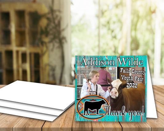 Personalized 4"x6" Livestock Show Thank You Card | Custom Photo County Fair Buyer Thank You Card