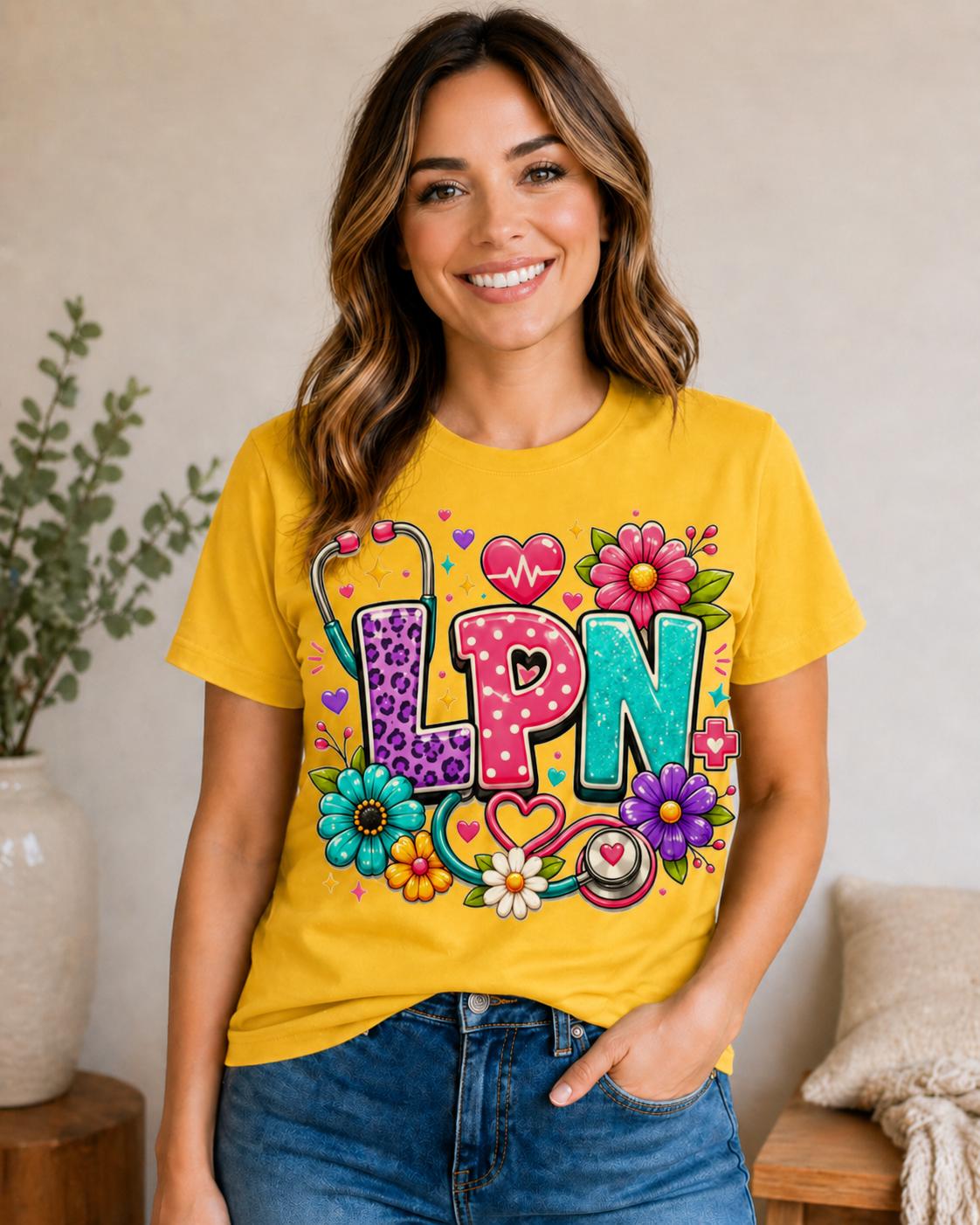 LPN Nurse Shirt, Cute Licensed Practical Nurse Graphic Tee, Colorful Nursing T-Shirt DTF