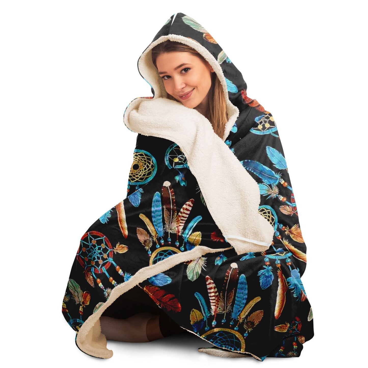 Native Indian Dream Catcher's Hooded Blanket - AOP