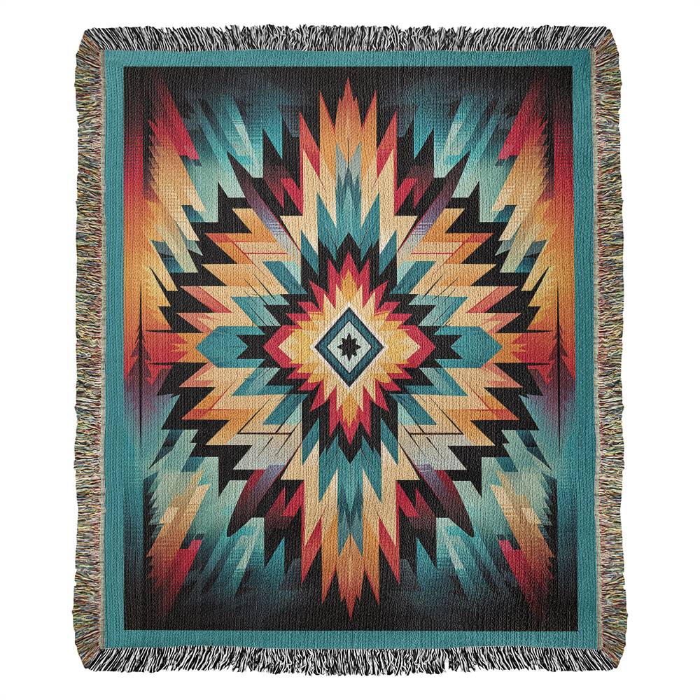 Aztec Indian Star Heirloom Woven Blanket/Throw