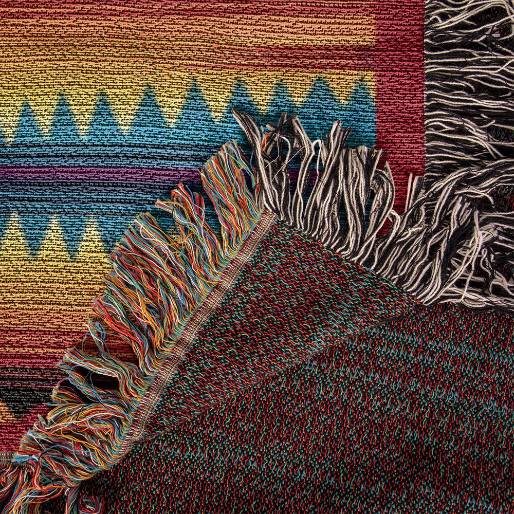 Aztec Indian Cotton Heirloom Woven Blanket: Bold Colors & Timeless Design