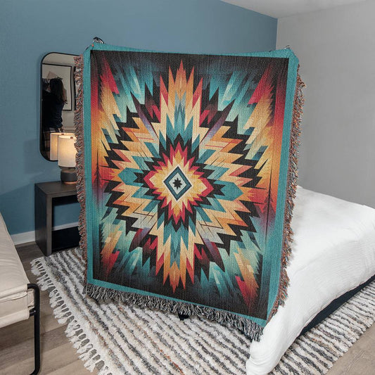 Aztec Indian Star Heirloom Woven Blanket/Throw