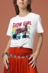 Wavy Show Girl Boho Livestock Show Lamb Adult Short-sleeve T-shirt- Show Sheep - 70's style