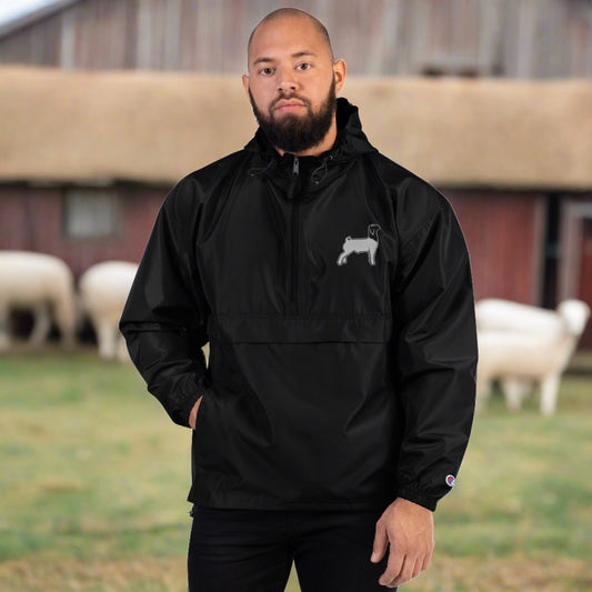 Embroidered Champion Packable Jacket - Livestock Show Market Lamb - Wash Rack Pullover Jacket