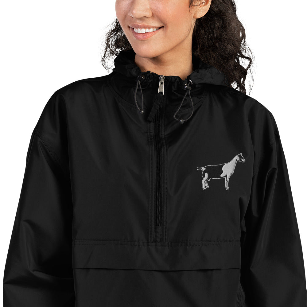 Embroidered Packable Jacket - Wash Rack Pullover Jacket - Dairy Goat