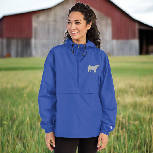 Livestock Show Market Heifer Embroidered Champion Packable Jacket - Wash Rack Pullover Jacket