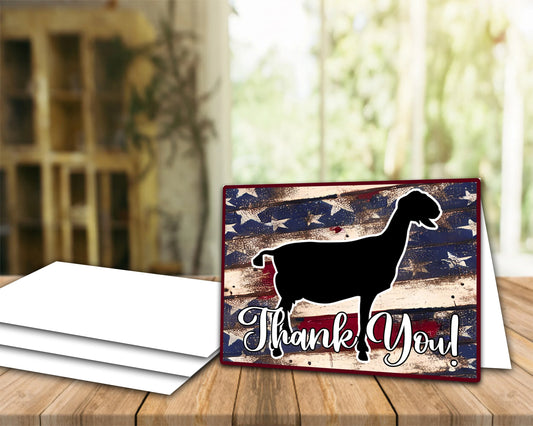 Patriotic Dairy Goat "Thank You" Card - Goat Digital Cards