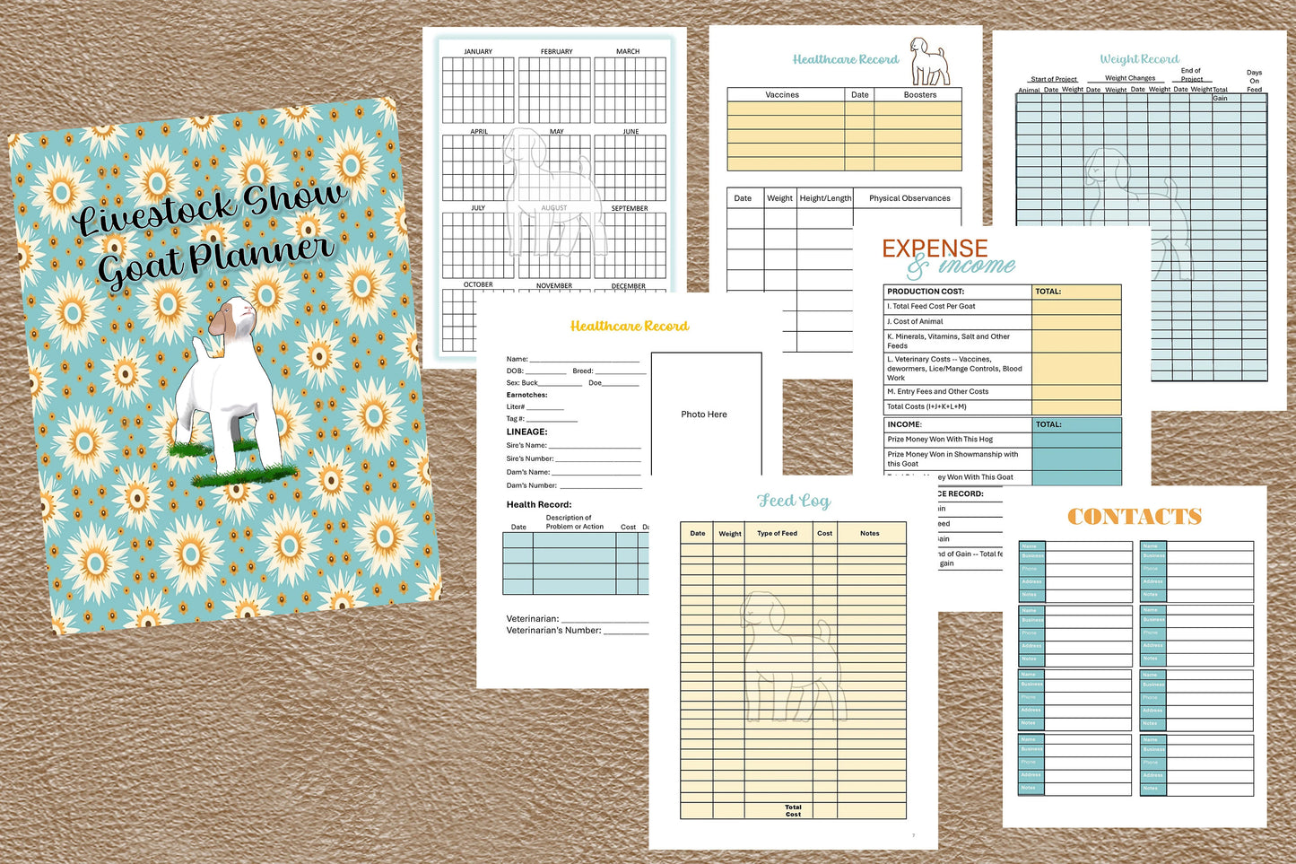 Printable Planner, Instant Download, Livestock Show Record Planner, Show Goat, Livestock Project Record Book