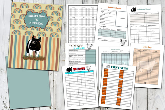 Printable Planner, Instant Download, Livestock Show Record Planner, Show Pig, Livestock Swine Project Record Book