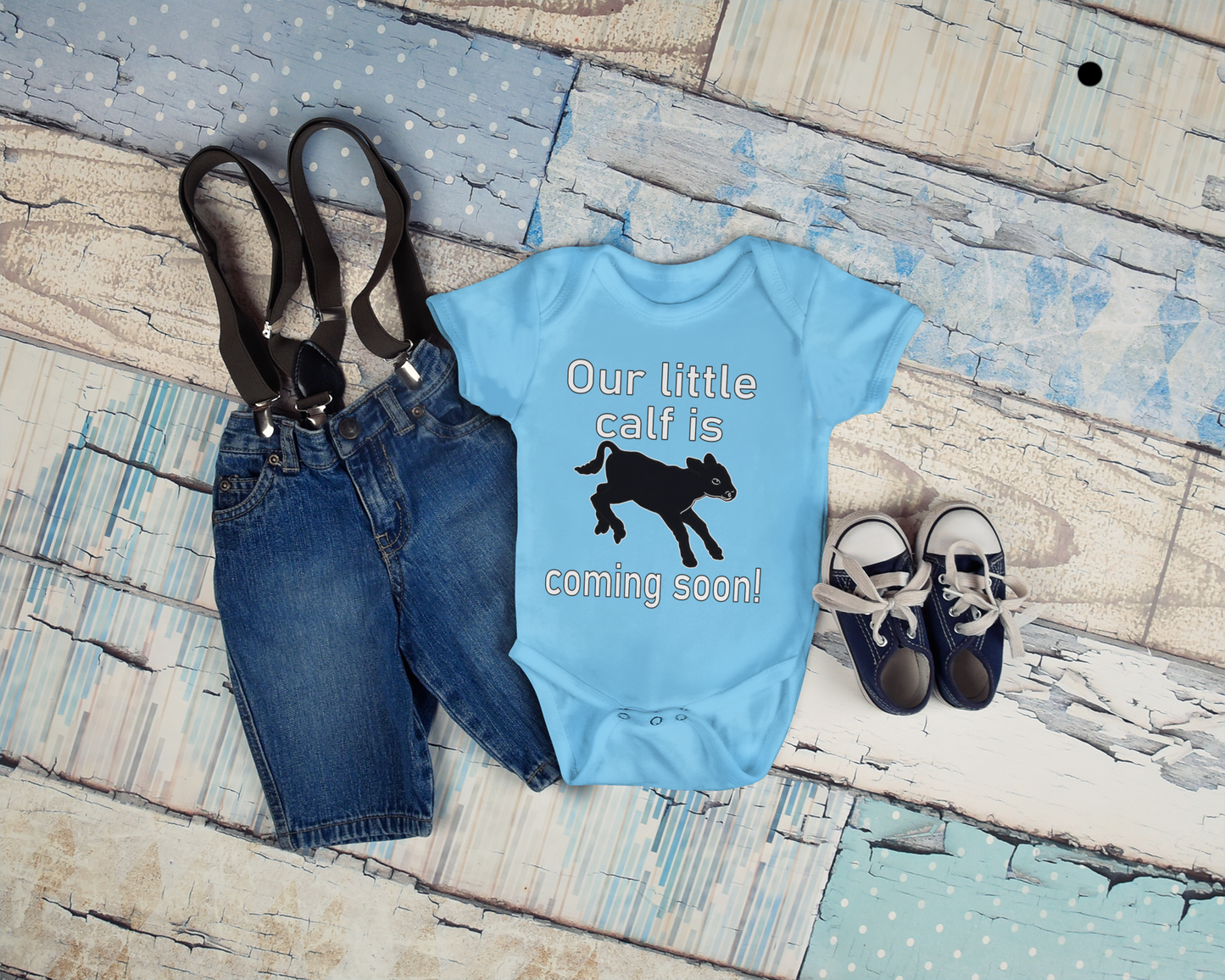 Our Little Calf is Coming Soon Fine Jersey Bodysuit Gender Reveal Onesie