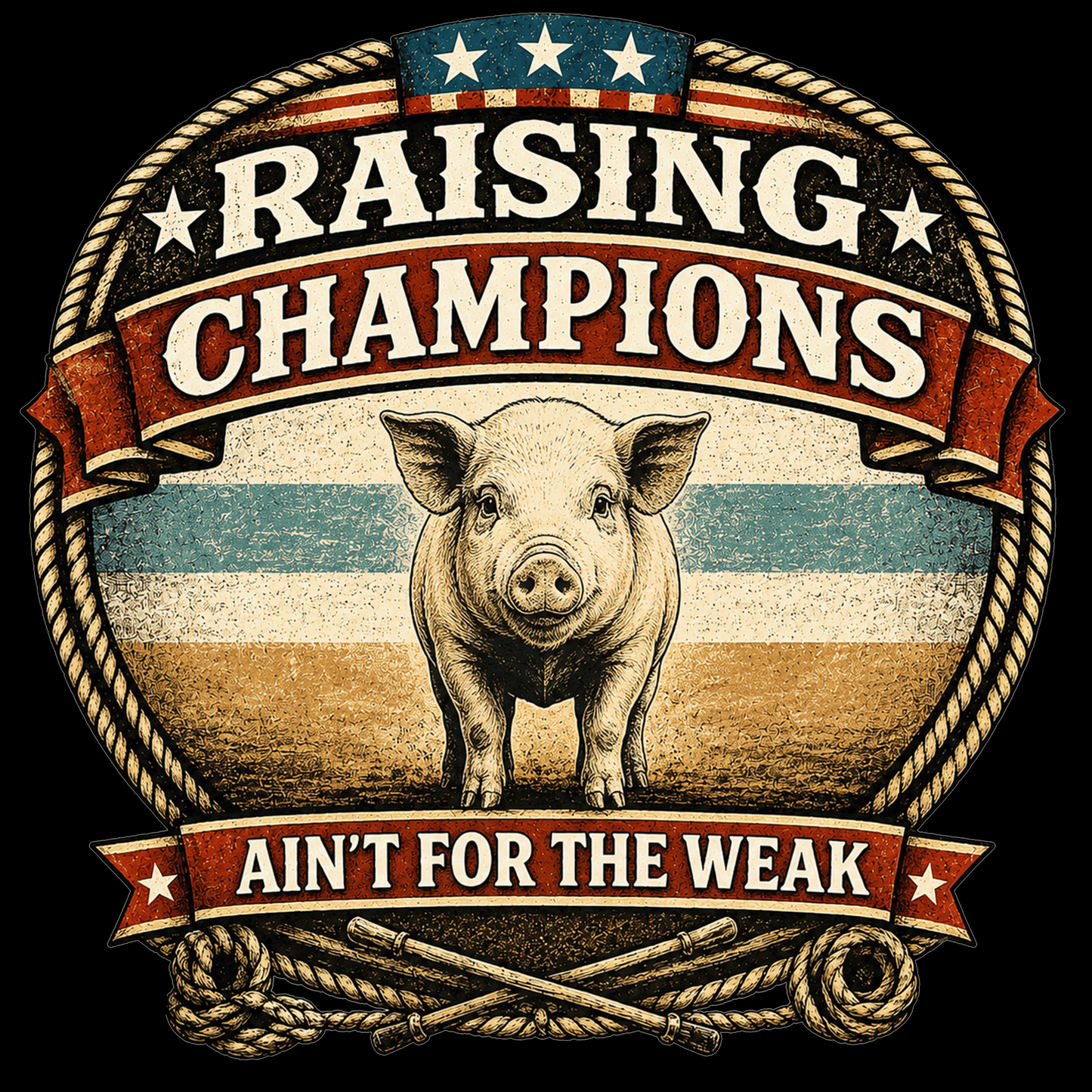 Raising Champions Ain’t for the Weak Vintage Livestock Show Dad Shirt - DTF Printed - Show Goats, Lambs, Steers, and Pigs