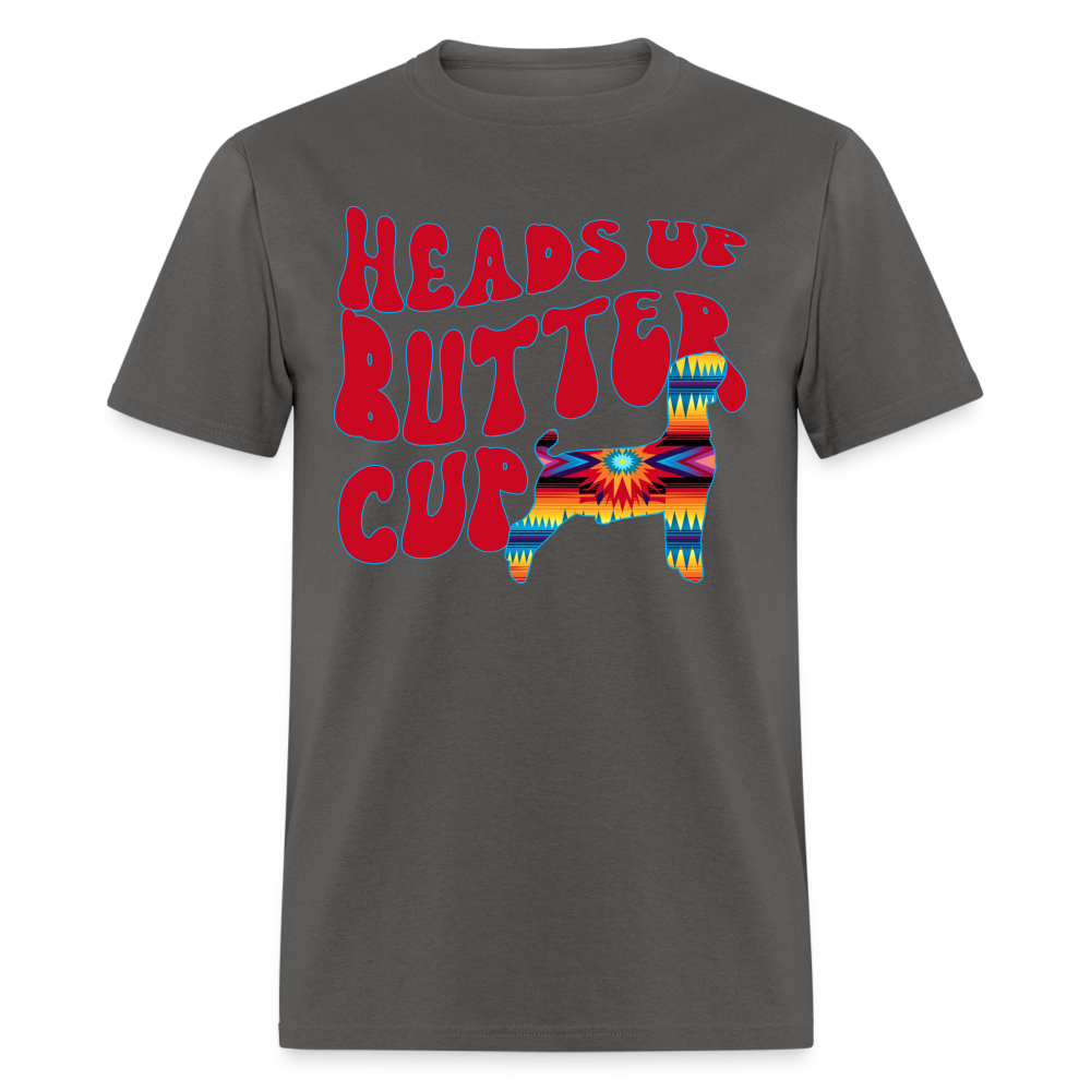 Heads Up Butter Cup Livestock Show Goat Unisex Adult Short-sleeve T-shirt - charcoal