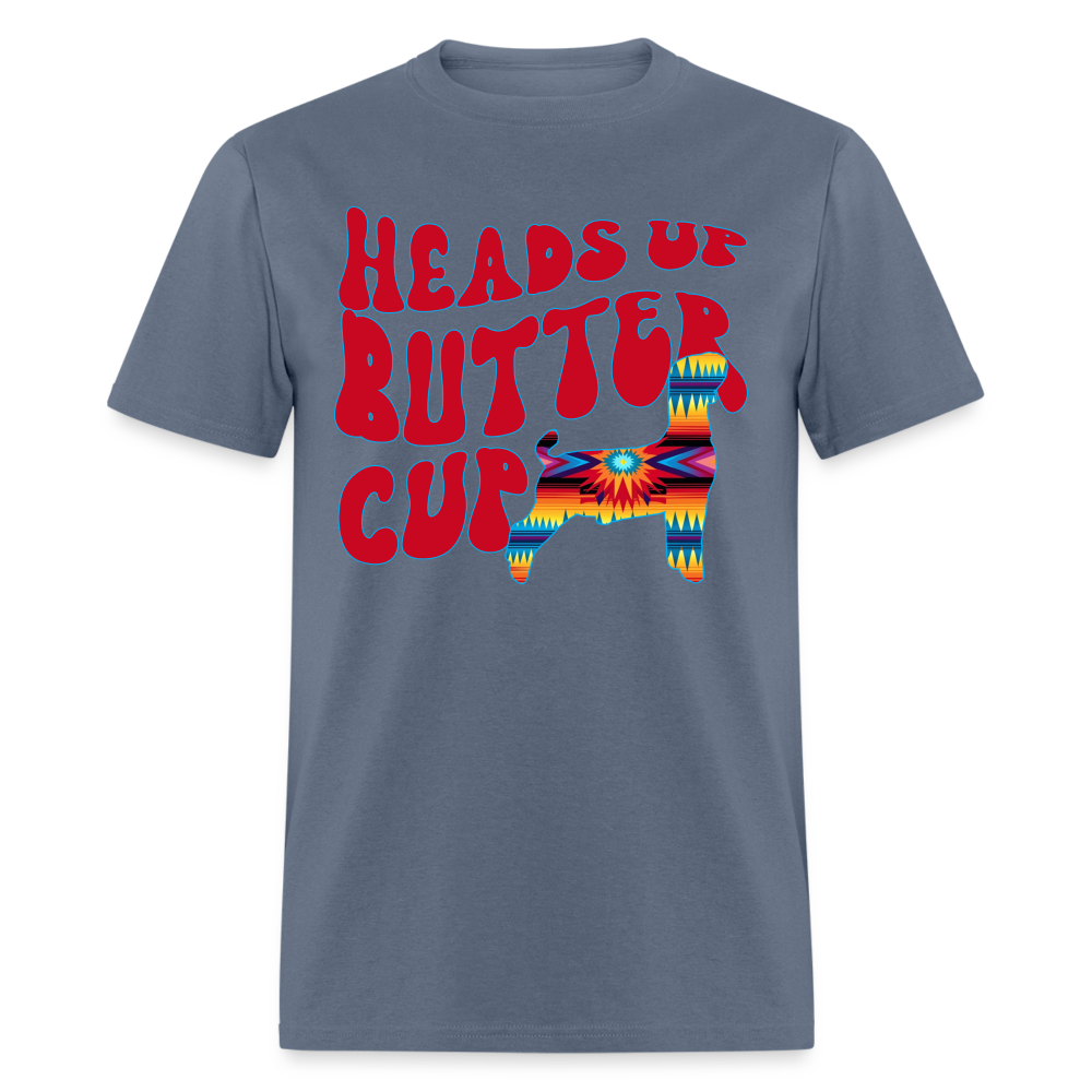 Heads Up Butter Cup Livestock Show Goat Unisex Adult Short-sleeve T-shirt - denim
