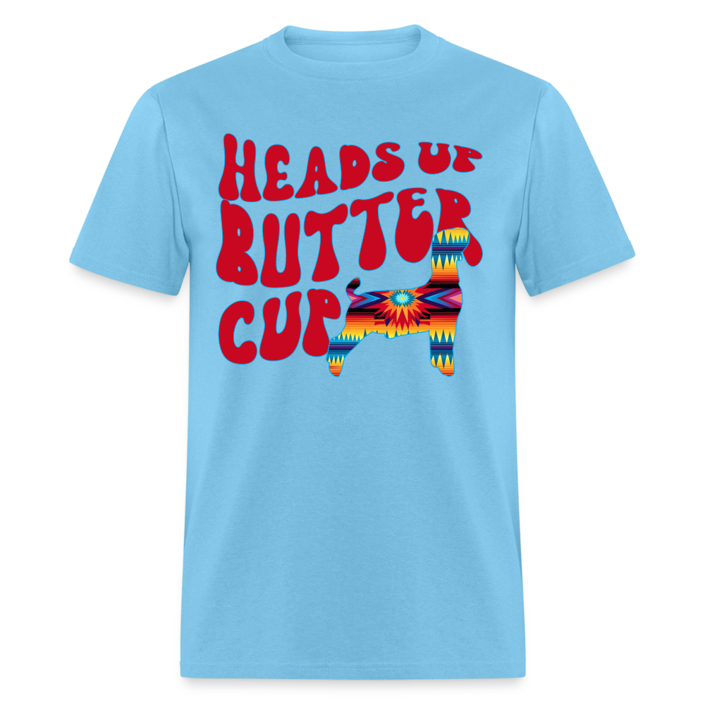 Heads Up Butter Cup Livestock Show Goat Unisex Adult Short-sleeve T-shirt - aquatic blue