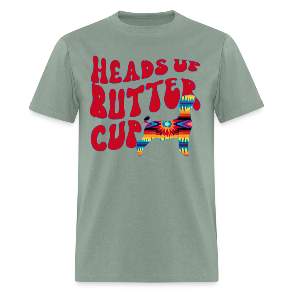 Heads Up Butter Cup Livestock Show Goat Unisex Adult Short-sleeve T-shirt - sage