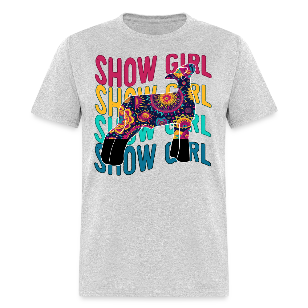 Wavy Show Girl Boho Livestock Show Lamb - Show Sheep - 70's style - heather gray