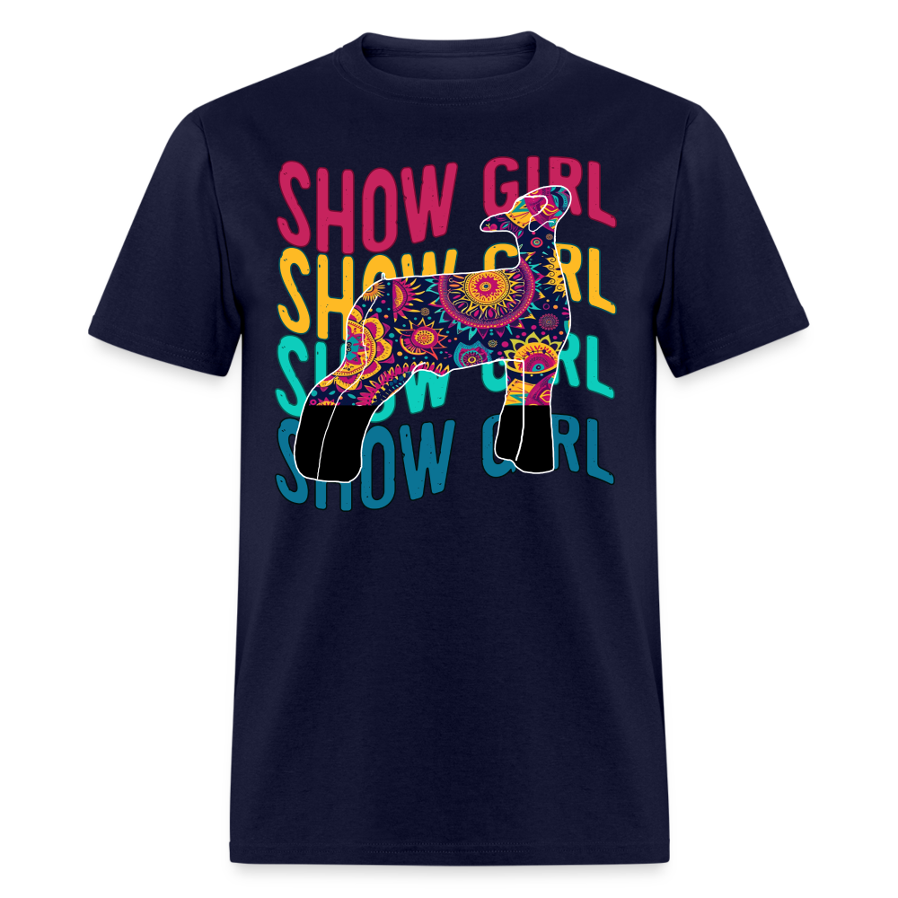 Wavy Show Girl Boho Livestock Show Lamb - Show Sheep - 70's style - navy