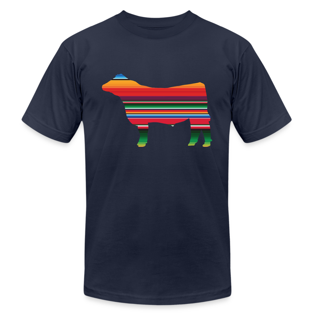 Serape Livestock Show Steer - Adult Short-Sleeve Shirt - navy