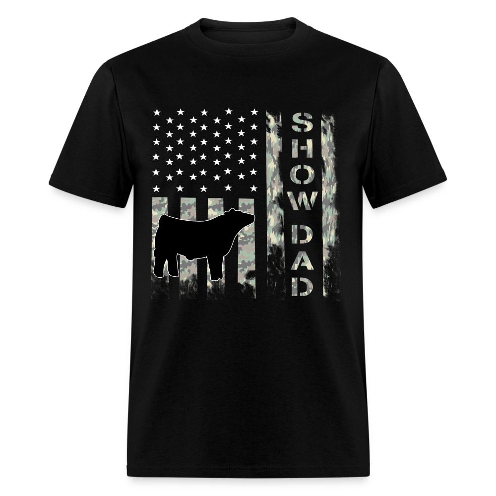 Show Dad Livestock Show Steer Grunge USA Camo Short-Sleeve Shirt - black