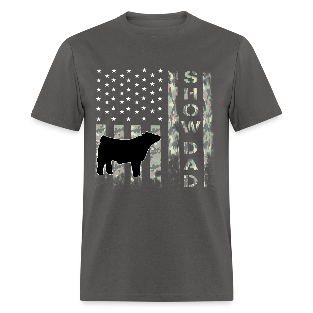 Show Dad Livestock Show Steer Grunge USA Camo Short-Sleeve Shirt - charcoal