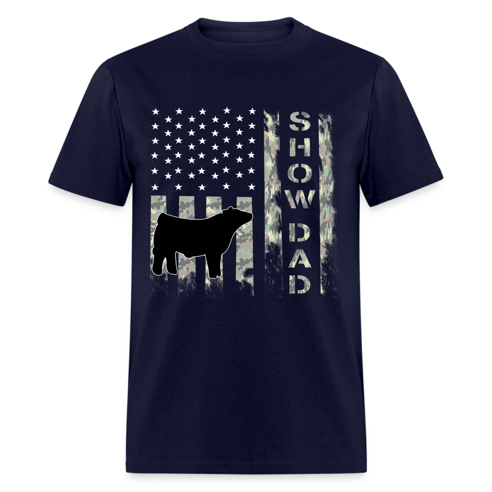 Show Dad Livestock Show Steer Grunge USA Camo Short-Sleeve Shirt - navy
