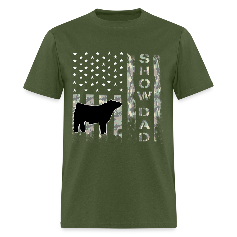 Show Dad Livestock Show Steer Grunge USA Camo Short-Sleeve Shirt - military green