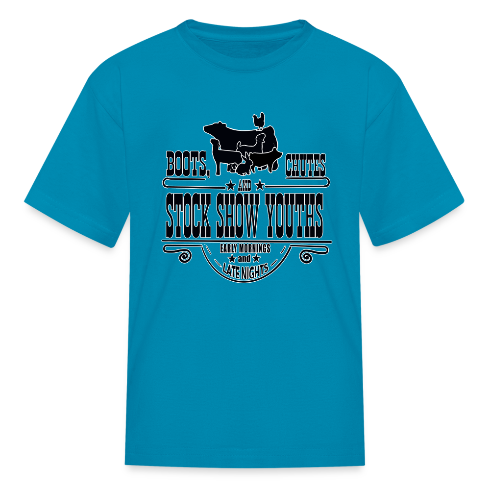 Youth Short-Sleeve Shirt - Boots, Chutes and Stock Show Youths - turquoise