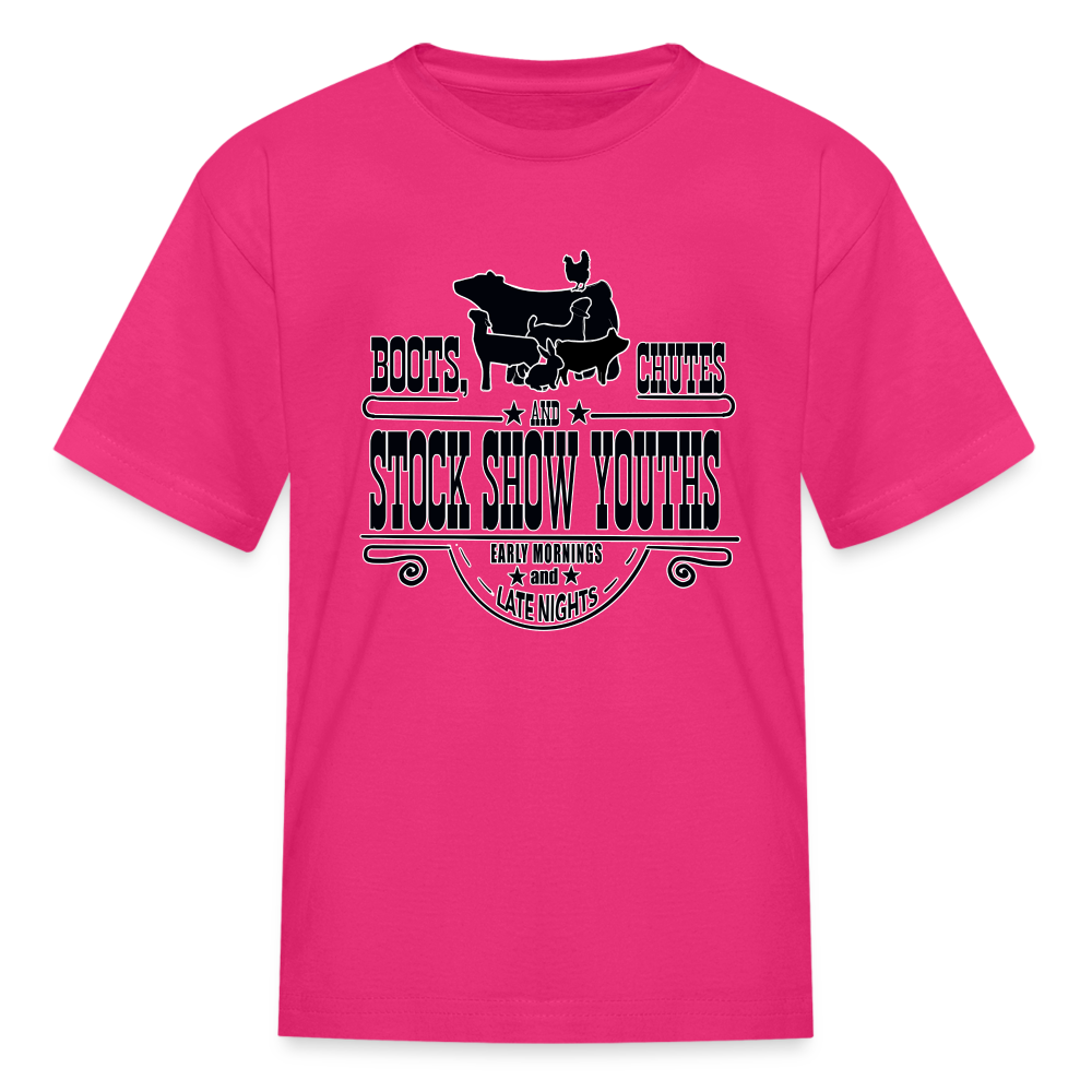 Youth Short-Sleeve Shirt - Boots, Chutes and Stock Show Youths - fuchsia