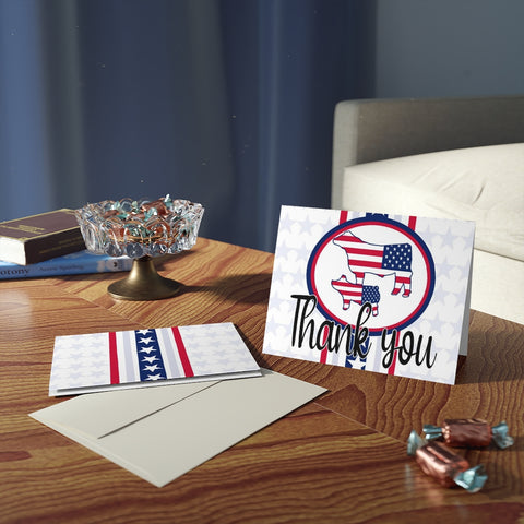 Patriotic USA Flag Livestock Show Steer & Pig Thank You Printable Card - 5 x 7" Envelope Template