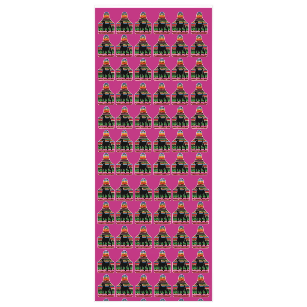 Papel de regalo personalizado - Cabra de exhibición ganadera - Etiqueta de oreja de sarape con fondo rosa intenso