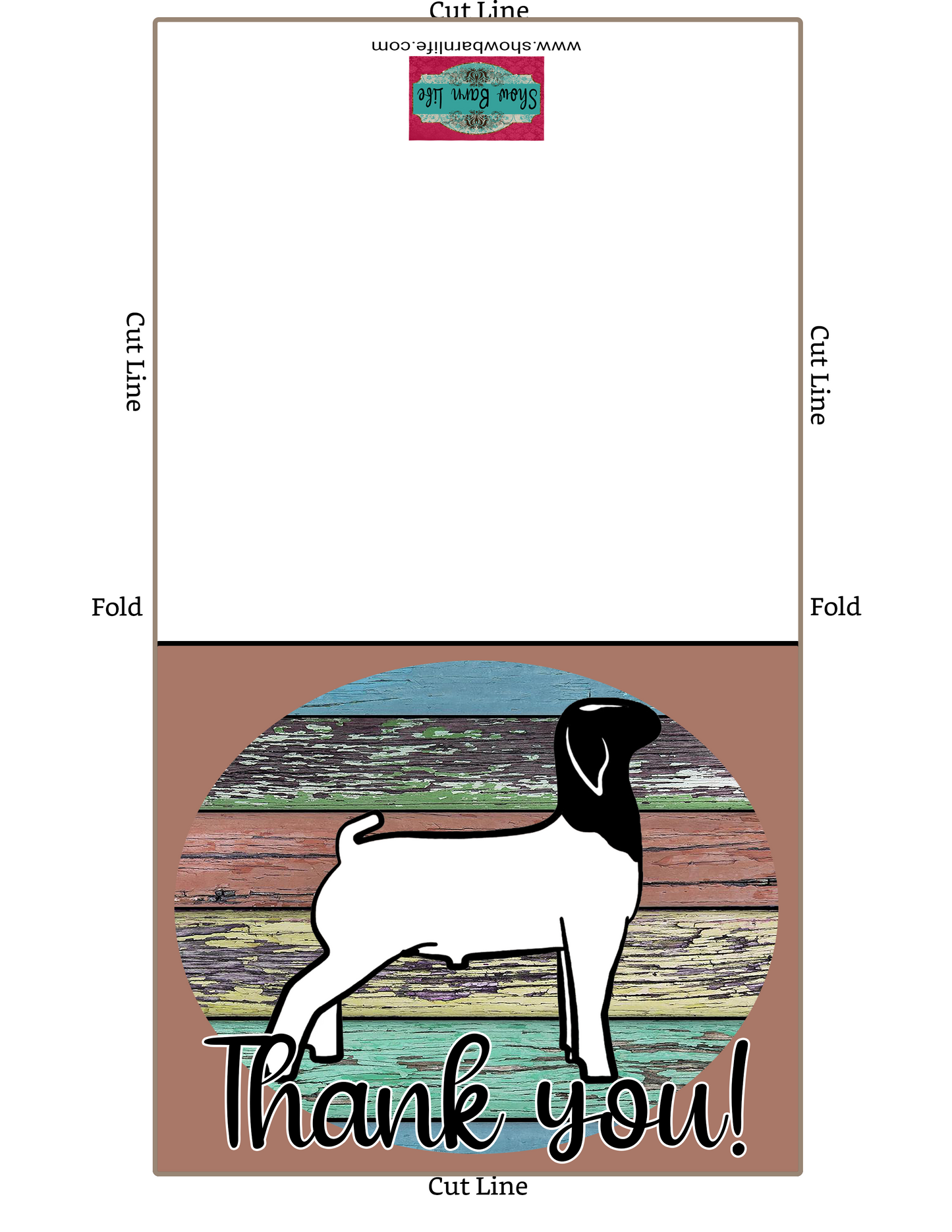 Livestock Show Goat Cards - Thank You Printable Card - 5 x 7" Envelope Template