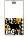 Sunflower Black White Cheetah Livestock Show Nubian Dairy Goat Thank You Printable Card - 5" x 7" Envelope Template - Goat Digital Cards