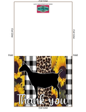 Girasol negro blanco guepardo ganado espectáculo nubio cabra lechera gracias tarjeta imprimible - plantilla de sobre de 5" x 7" - tarjetas digitales de cabra