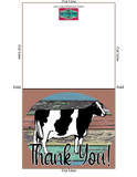 Livestock Show Holstein Dairy Cow- Thank You Printable Card - 5 x 7" Envelope Template - Brown Wood Background - Cow Digital Cards