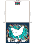Tarjeta de agradecimiento de espectáculo de ganado - Mostrar aves de corral - Plantilla de sobre de 5 x 7" - Guepardo sarape de madera verde azulado - Tarjetas digitales de aves de corral