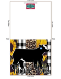Girasol negro blanco guepardo ganado espectáculo novilla gracias tarjeta imprimible - plantilla de sobre de 5 x 7" - tarjetas digitales de vaca