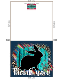 Tarjeta de agradecimiento de conejo de espectáculo de ganado - Plantilla de sobre de 5" x 7" - Guepardo serape de madera verde azulado - Tarjetas digitales de conejo