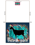 Tarjeta de agradecimiento de cabra lechera nubia de Livestock Show - Plantilla de sobre de 5" x 7" - Guepardo serape de madera verde azulado - Tarjetas digitales de cabra