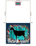 Livestock Show Nubian Dairy Goat Thank You Card - 5" x 7" Envelope Template - Teal Wood Serape Cheetah - Goat Digital Cards