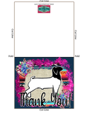 Livestock Show Market Meat Goat Thank You Printable Card - 5 x 7" Envelope Template - Dark Teal Serape Succulents - Goat Digital Cards