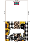 Girasol negro blanco comprobar guepardo ganado espectáculo cabra gracias tarjeta imprimible - plantilla de sobre de 5 x 7" - tarjetas digitales de cabra