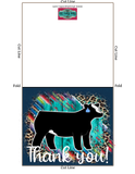 Tarjeta de agradecimiento de espectáculo de ganado - Mostrar novilla - Plantilla de sobre de 5 x 7" - Guepardo sarape de madera verde azulado - Tarjetas digitales de vaca