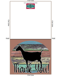 Livestock Show Nubian Dairy Goat- Tarjeta imprimible de agradecimiento - Plantilla de sobre de 5 x 7" - Fondo de madera marrón - Tarjetas digitales de cabra